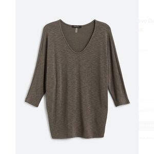 Laila Jayde 3/4 Sleeve Dolman Knit Top - Grayish Brown, XL